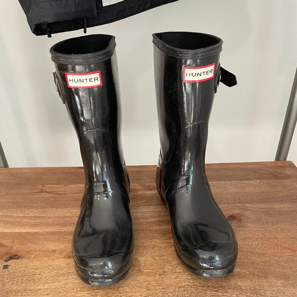 Hunter Glossy Black Women's Rain Boots